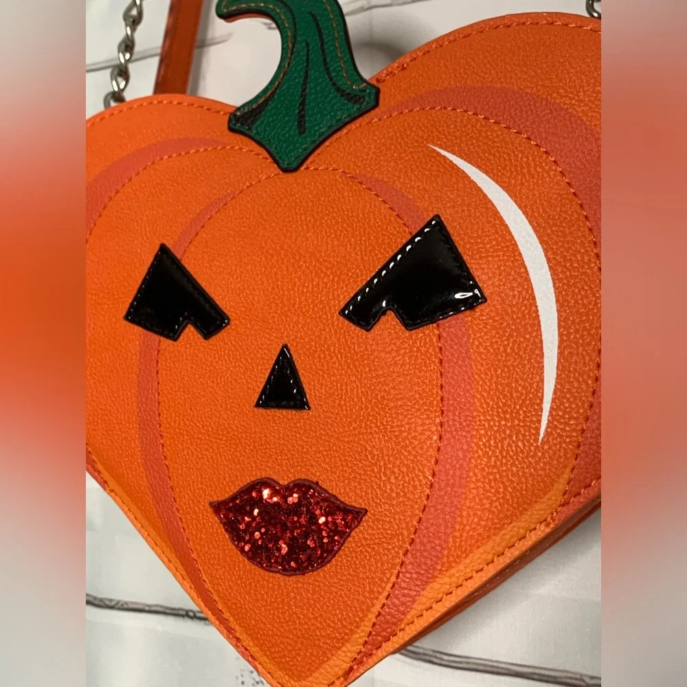 Betsey Johnson Kitsch Crossbody Pumpkin Bag Orange XOGINGER NWT - Picture 3 of 12